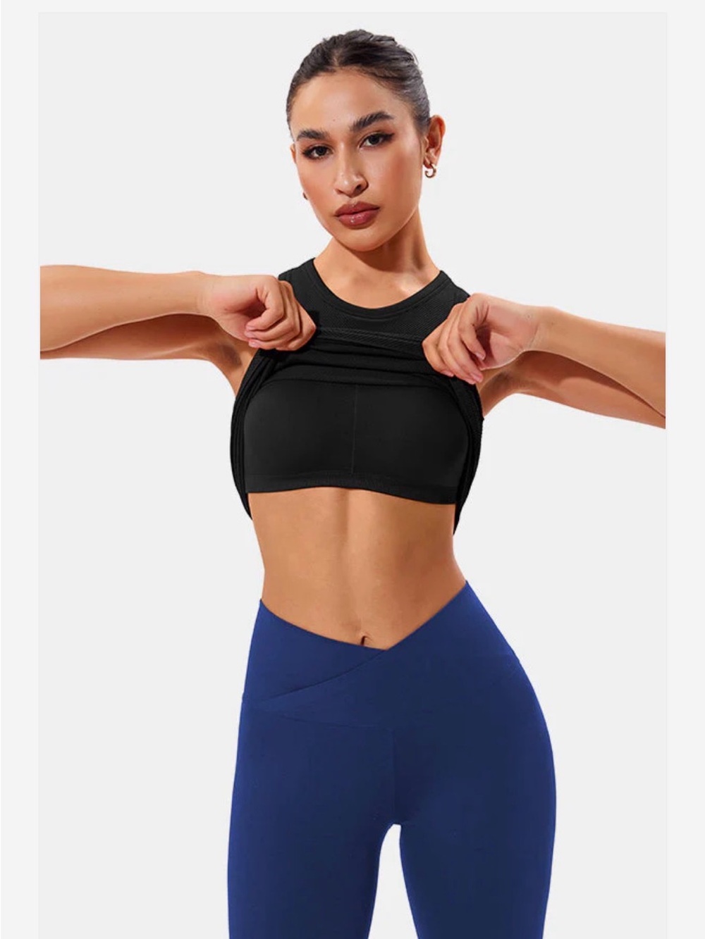 Black Women’s Ribbed Athletic Tank Top - Picture 4 of 7